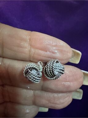 Tiffany & Co. Sterling Silver Rope Knot Stud Earrings - Silver